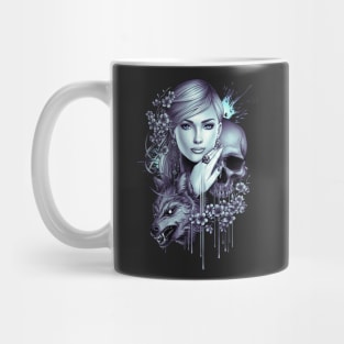 Wolf Skull Girl Tattoo Mug